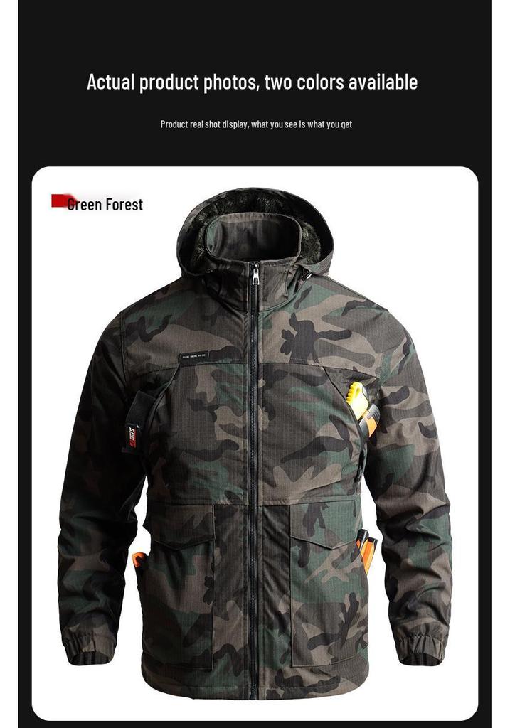 Men's Plus Velvet Arctic Fleece Ski Suit Set - Thickened, Windproof, Waterproof, Warm Cotton Workwear for Outdoor Cold Protection.