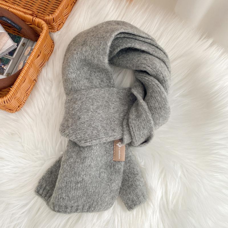 Age-reducing green wool knitted wool small scarf versatile student short women's winter scarf couple men
