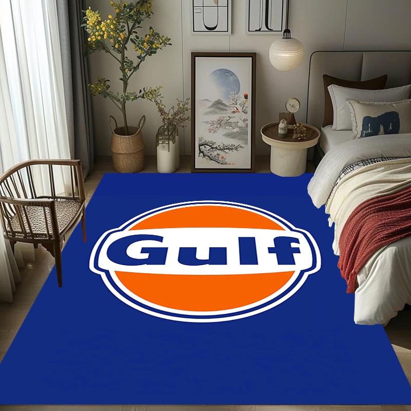 Tappeto con logo Gulf per soggiorno e camera da letto, tappetini per pavimenti, tappetino da bagno artistico, alla moda