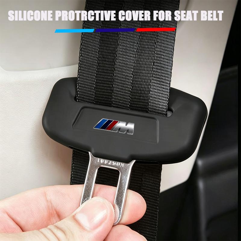 Car Seat Belt Buckle Protector Cover Soft Silicone Anti-Collision Case For BMW M E46 E90 E91 F30 F31 U10 U11 G01 G20 G21 Sticker