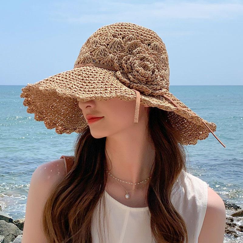 Straw Hat For Women Summer Beach Sun Hat Straw Woven Versatile Sun Hat Big Edge Folding Straw Hat For Going Out Leis 2026