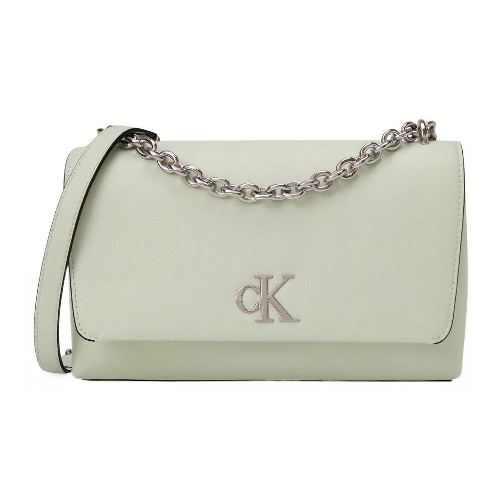Calvin Klein Silver Letter Logo Chain Flap Synthetic Envelope Crossbody Bag Women bags Light-Green DH3478-319