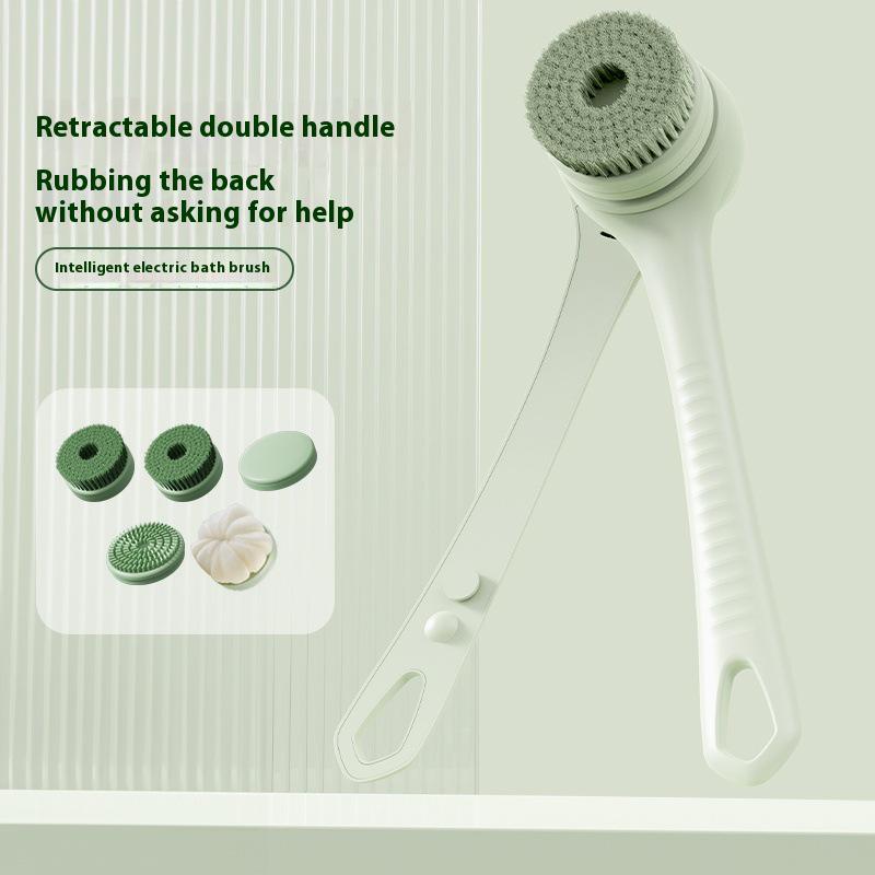 Wireless Smart Electric Bath Brush with Long Handle, Waterproof & Automatic Scrubber for Back and Body