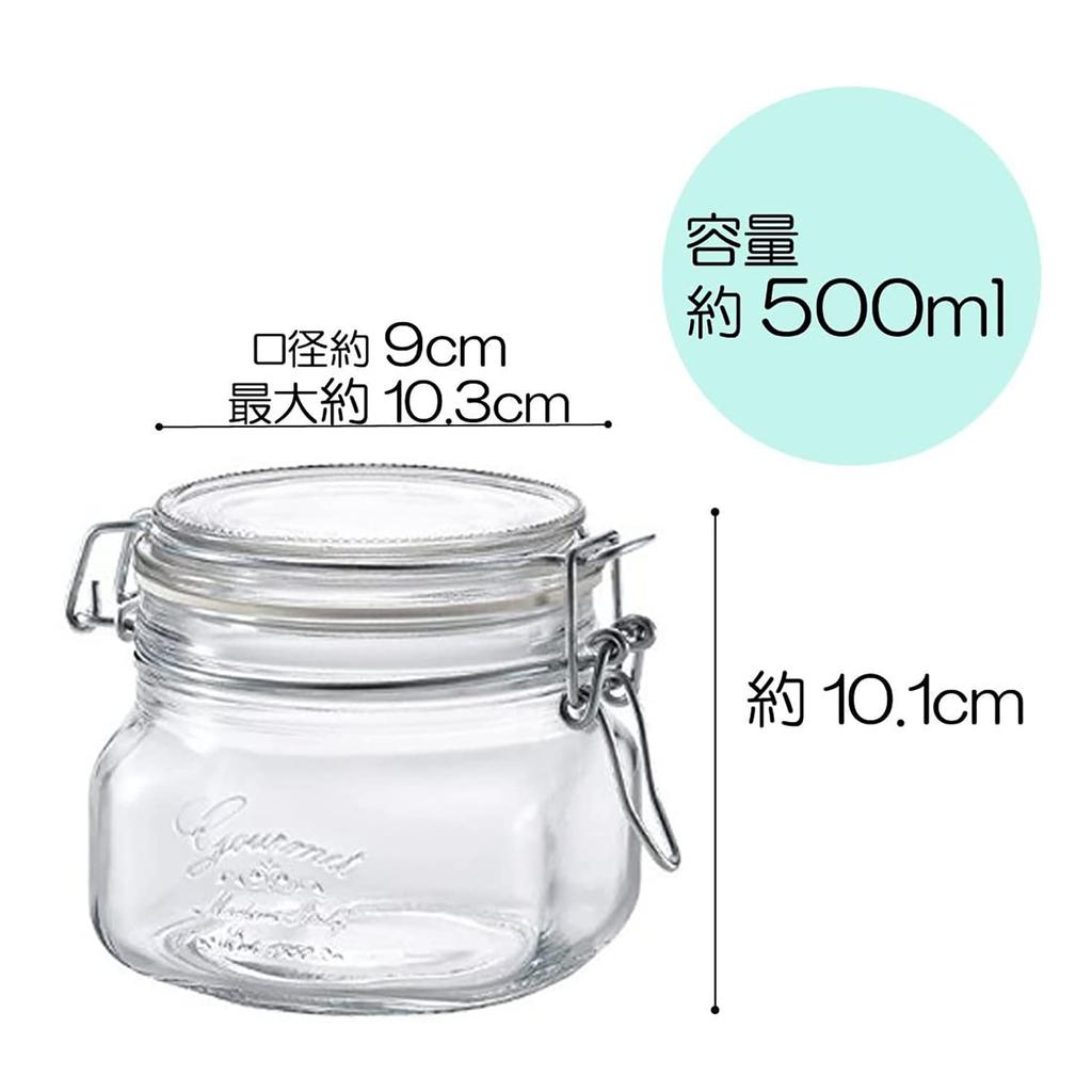 ADERIA Food Jar BOR Square Shape 500ml 6 Pieces Made In Italy Storage Container Glass Canister Sealed Container Condiment Jar Sealed Coffee Beans