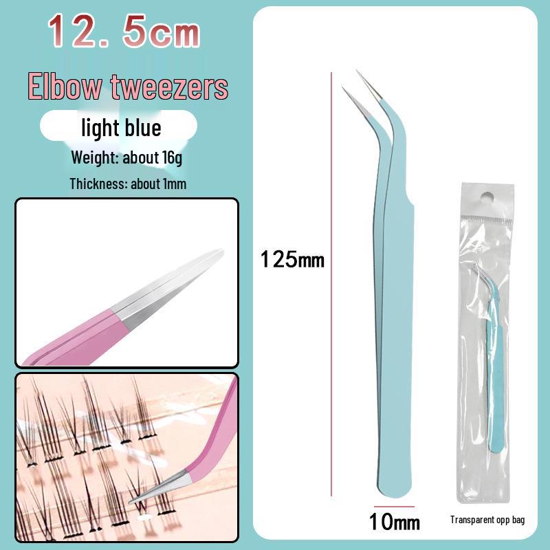 Colorful Stainless Steel Curved Tweezers for False Eyelashes and Planner Clips