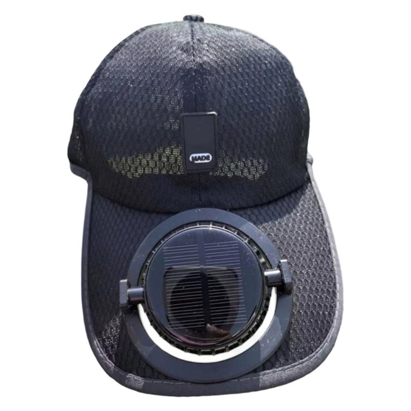

Adjustable Solar Ventilation Hat With Rechargeable 600mAh Battery For Hiking Beach outdoor adventures Accessory чёрный