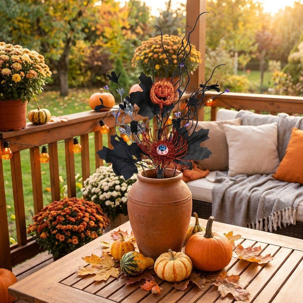 Realistic Maple Leaf Floral Stems Gothic Style Faux Fall Leaves Party Vase