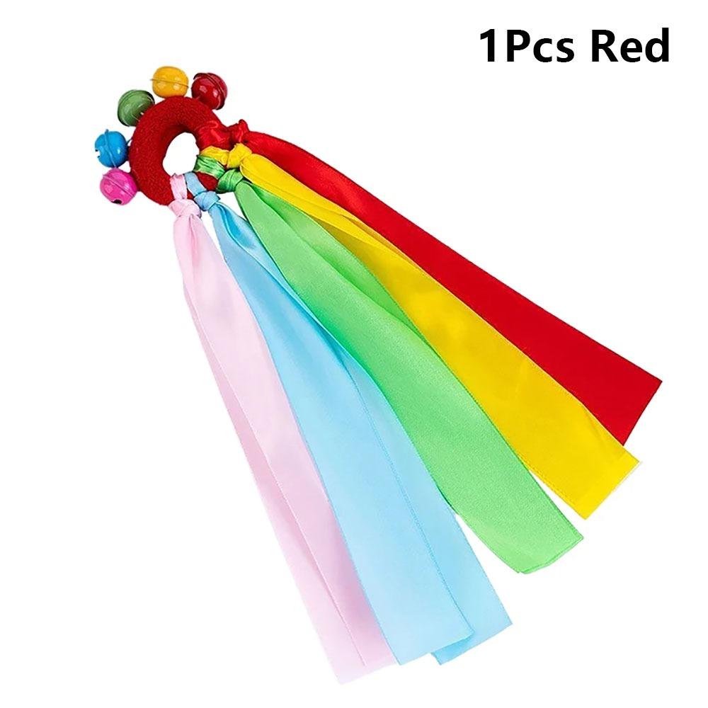1Pcs/1Pair with Elastic Rope and Bell Children Wrist Ribbon Pom Club Dance Prop  Big Match