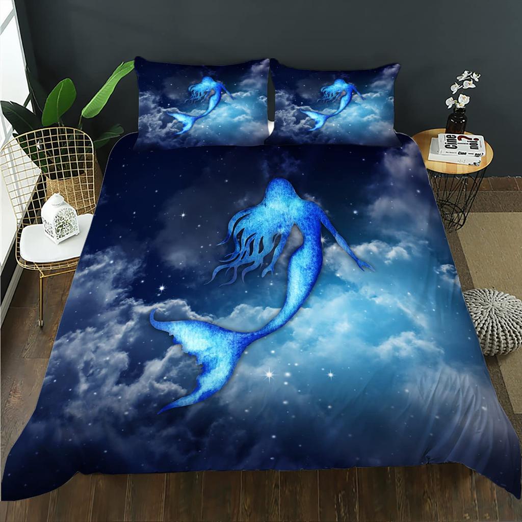 Mermaid Soft Duvet Cover Pink Teal Purple Scale Comfortable Quilt Cover Mermaid Beding Set Warm plus Comfortable Rainbow Beding Set for Young Girls