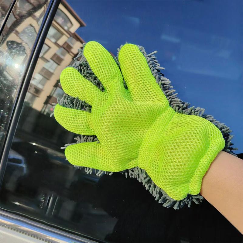 1/2Pcs Car Wash Gloves Microfiber Wipe Car Sponge Scratch Free Car Wash Cleaning Coral Velvet Double-Sided Cleaning Tool