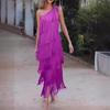  Spring/Summer Asymmetric Tassel Evening Dress - European & American Fashion