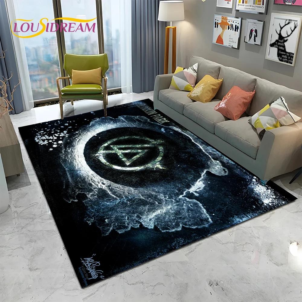 Tappeto Tappetino Decorativo 3D Retro Rock Band L-Linkin Park Logo per Casa Soggiorno Camera da Letto Divano Zerbino, Tappeto per Area Bambini Tappetino Antiscivolo