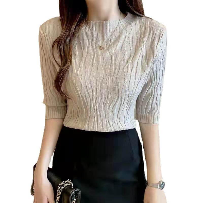 Pulover cu guler pe jumătate înalt Femei în interior Luați lejer, subțire, cu mânecă lungă, tricotat, toamnă, iarnă, cămașă nouă cu fund