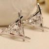 Fashion Women Imitation Diamond Earring Hollow Out Triangle Zircons Ear Studs Weeding Party Jewelry