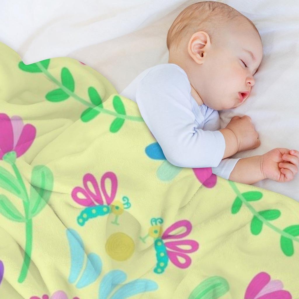 Colorful Otomi Design Collection, Otomi Motif Premade Scene, Otomi Design Pattern Throw Blanket Soft Beds Warm Blankets