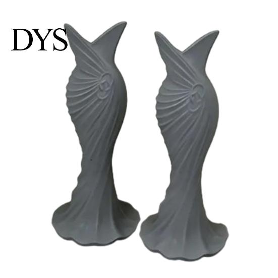 Home Decor Vase 2Pcs 3D Printed Fishtail Dress Decorative Flower Holder Office Indoor Plant Living Room Bedroom Table Shelf Gift for Housewarming