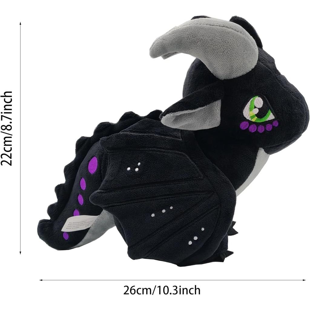 Wings of Fire Toys Dragon Plush Toy Soft Stuffed Animal Cool Black Dragon Decor Merch Special Gift for Kids Boys Girls Age