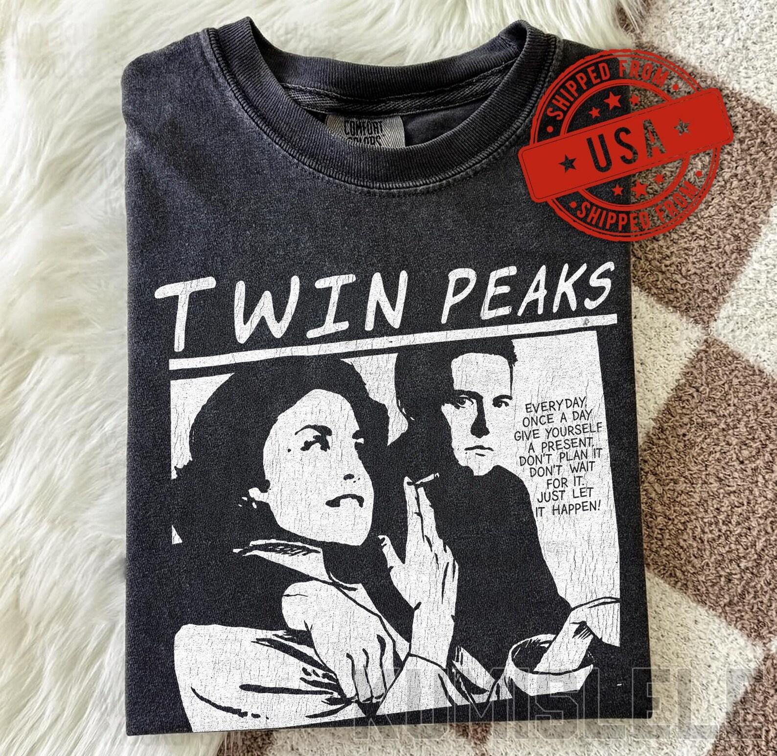 Vintage Twin Peaks Shirt, Dale Cooper Audrey Horne T-Shirt, Retro 90s TV Show Graphic Tee, Give Yourself A Present Apparel, Comfort Colors S