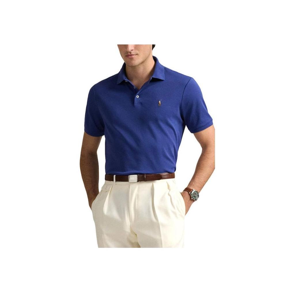 Polo Ralph Lauren Embroidered Logo Solid Color Short Sleeve Polo Shirt Men Tops Blue 710704319-164