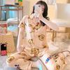 Women's Spring/Autumn Pajama Set - Cute Short Sleeve and Long Pants, Lightweight for Outdoor or Home Wear