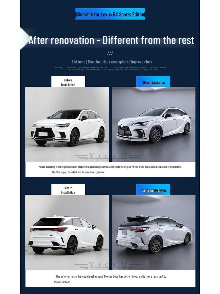 Lexus RX350/500 Carbon Fiber Body Kit (Front Lip, Fender Flares, Rear Lip, Side Skirts, Tail Top Spoiler, 2023-2025)