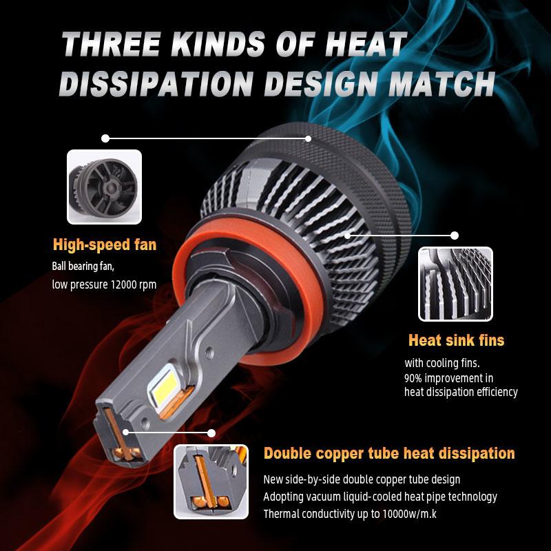 DAWNKNIGHT K5C 4300K 110W H7 H4 Светодиодная лампа Двойная медная трубка 3000K Светодиодные огни для автомобиля H1 H11 HB3 9005 HB4 9006 Светодиодная фара 9006/HB4