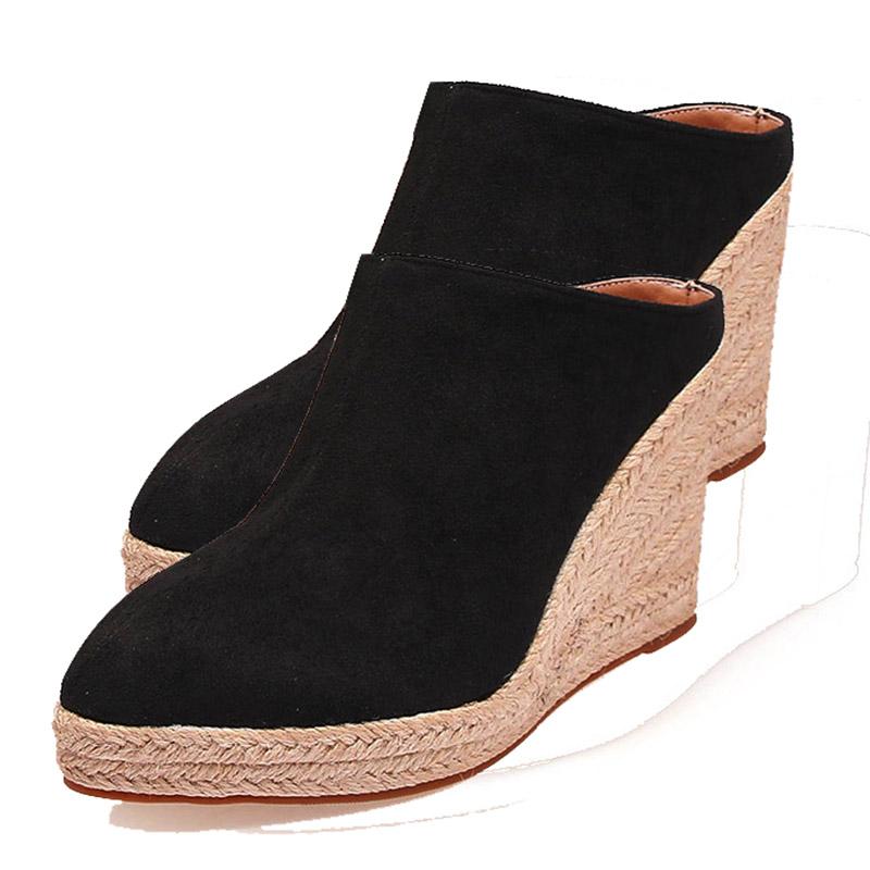  Wedges Mules Shoes Women High Heel Pumps Slipper Sandals Platform Casual Outdoor Comfortable Pumps Pointed Toe Shoes