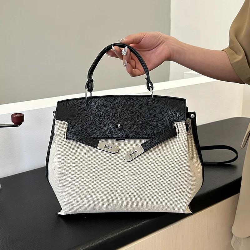 

Сумки через плечо с внутренним отделением для женщин, повседневные сумки из ПУ на молнии, контрастные цвета, высокое качество