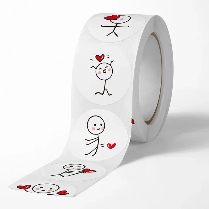 20mm/25mm Matchstick Stickers Cartoon Cute Creative Labels Round Stickers Remarks Sealing Stickers 500 Pieces