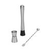 Stainless Steel Cocktail Jigger Muddler Stirring Spoon Set Bar Bartender Accessory