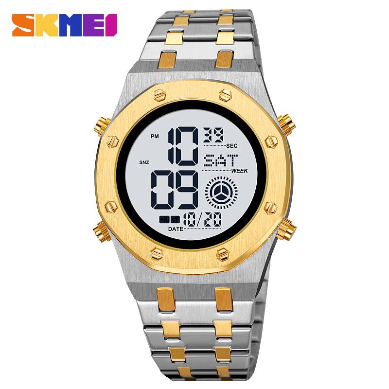 Moment Beauty 2024 New Men's Sports Watch Multifunctional Waterproof Electronic Watch Stainless Steel LED Watch