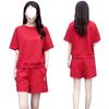 Embroidered Sports Suit for Women Summer Large Size Loose Fashion Korean Style Short-sleeved Shorts Casual Two-piece Set