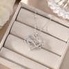 Zircon Heart Pendant Necklace with Smooth Figure-Eight Form, Polished Alloy Construction Neckchain, and Electroplated Finish