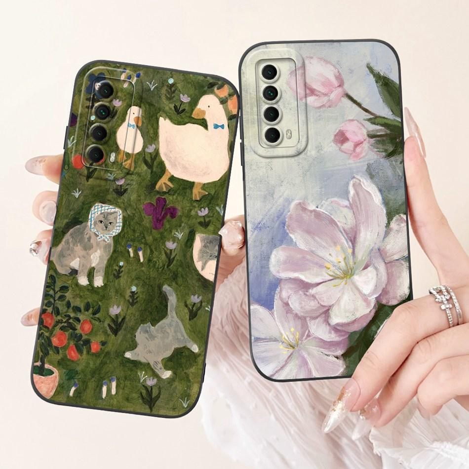 For Huawei P Smart 2021 Case Huawei Y7A PPA-LX3 PPA-LX1 PPA-LX2 Elegant Printing Soft Silicone Shockproof Phone Cases