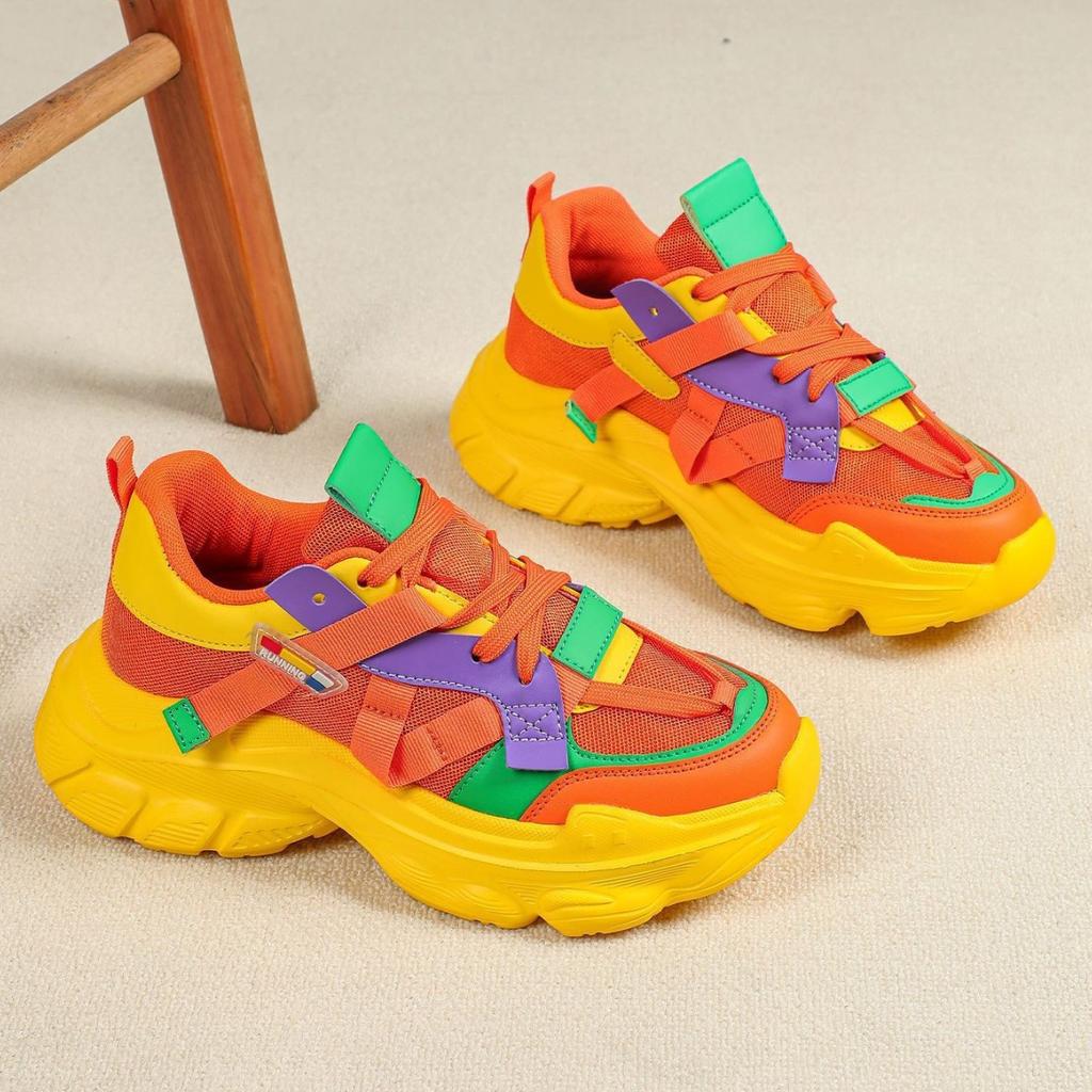 22 spring and summer mesh breathable high elastic outsole dad shoes thick sole heightening street tide shoes