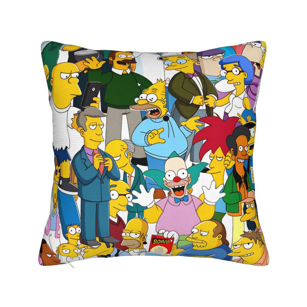 S-Simpsons Characters Group Portrait Pillow Cover Custom Cushion Cover Retro Trendy Pillow Case For Living Room Chair