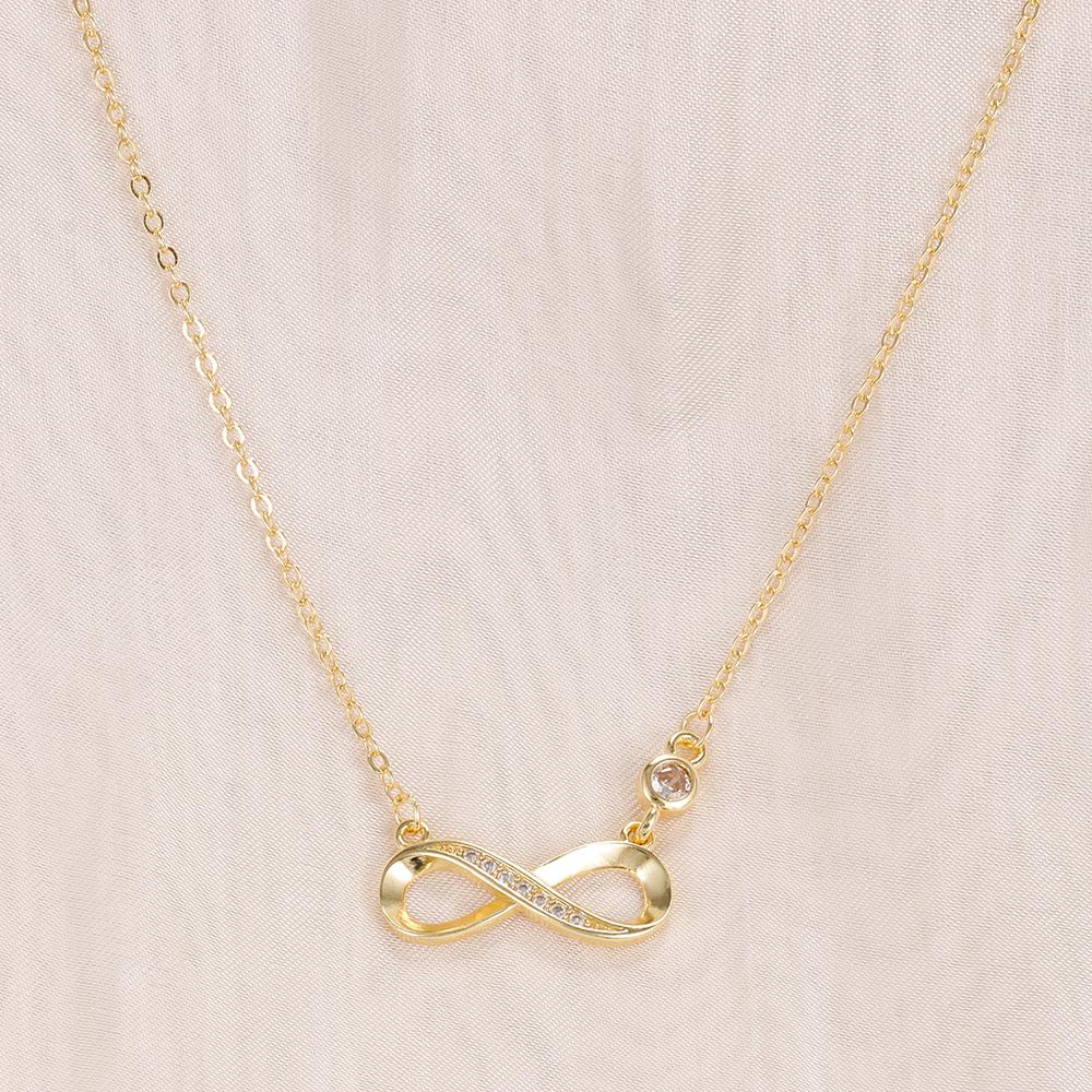 Fashion Simple Stainless Steel Infinity Pendant Necklace for Women Classic Lucky Zircon Love You Forever Jewelry Birthday Gift