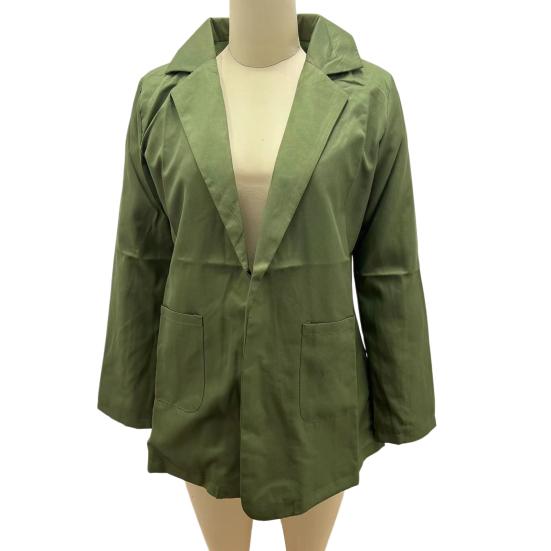 Women Suit Coat Lapel Long Sleeve Open Front Suit Jacket with Pockets Solid Color Slim Fit Office Work Basic Outerwear