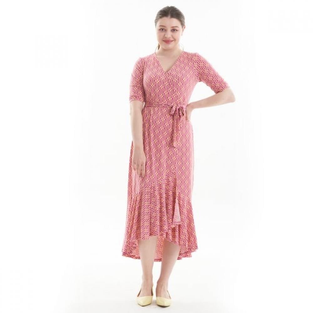 

Lipbbam 3 4 Sleeve Frill Wrap Dress Ldm42or01 FREE/LDM42OR01