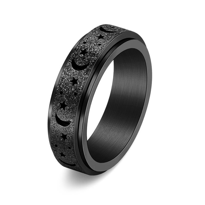 Rotatable Stainless Steel Star Moon Stress Relief Ring for Women