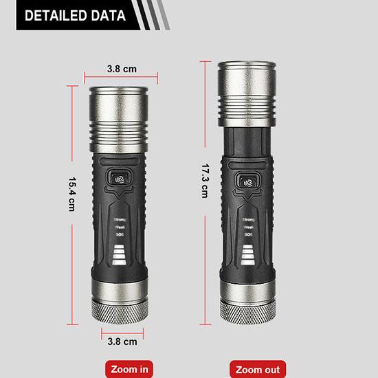 Powerful Flashlight 200W LED Torch High Lumen 1000000LM Lamp Dimmable Flash Light Waterproof Torch Light Rechargeable Lantern