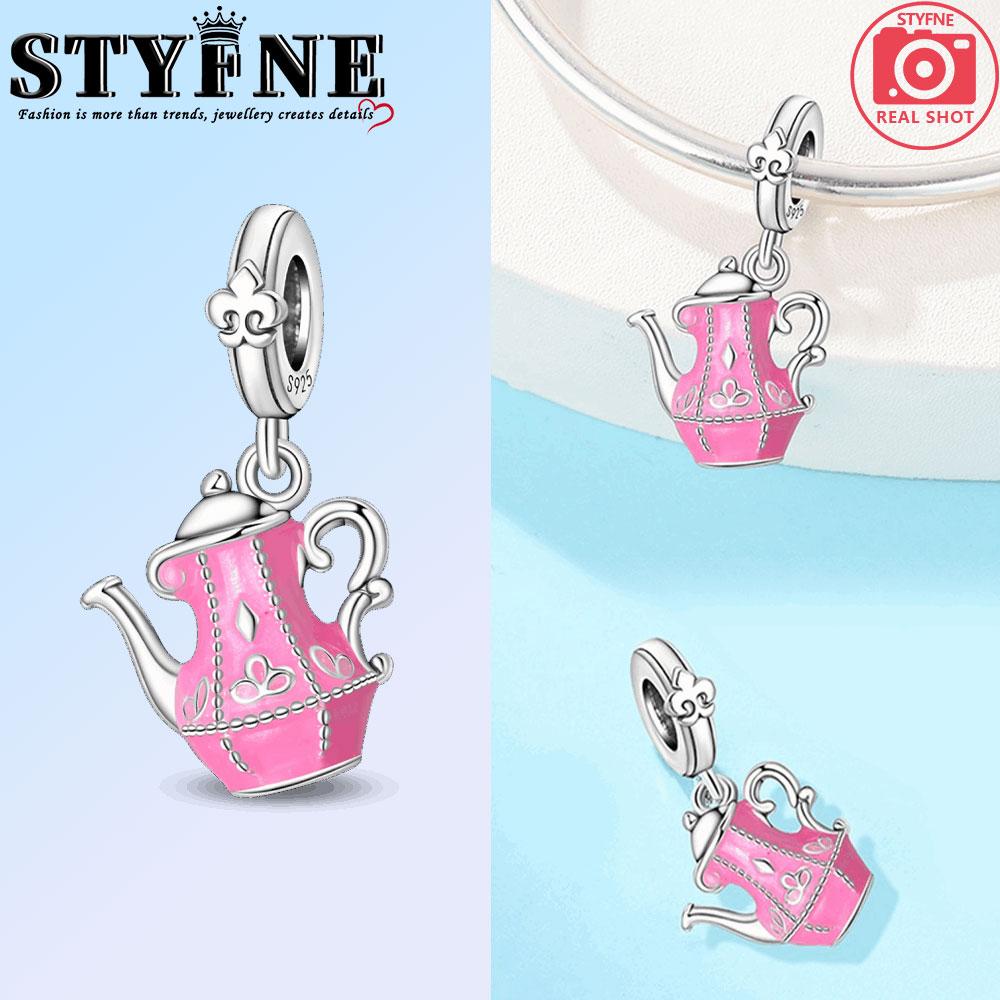 Copper French Wine Glass Teapot Candlelight Dinner Charms Beads Pendant For Original Bracelet Woman Girl Jewelry