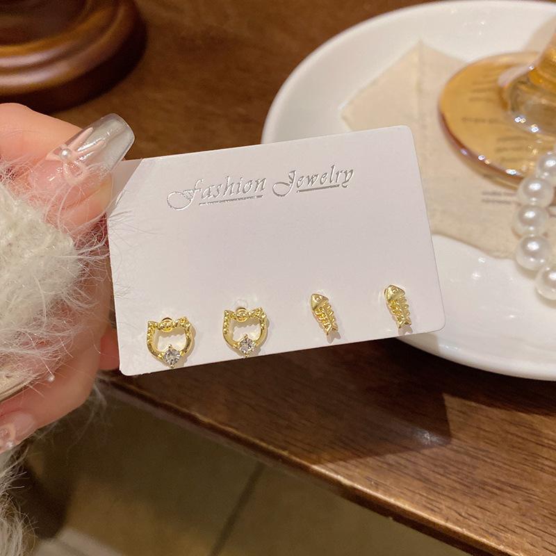 S925 Silver Needle Delicate Zircon Ear Set Small Stud Earrings