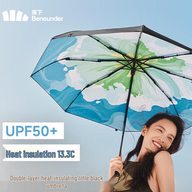 Beneunder BM398 Wildflower Triple-Fold Sun Protection Umbrella