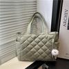 Large Capacity Tote Bag Korean Style Nyl Diamd Pattern Shoulder Bag Women Ins Fashi Commuting Shopping Bag