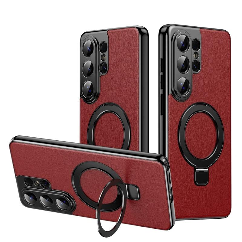 Business Leather Camera Protect Magnetic Case for Samsung S26 Ultra S26 Plus for Bracket Stand Holder Skin Feeling Cover