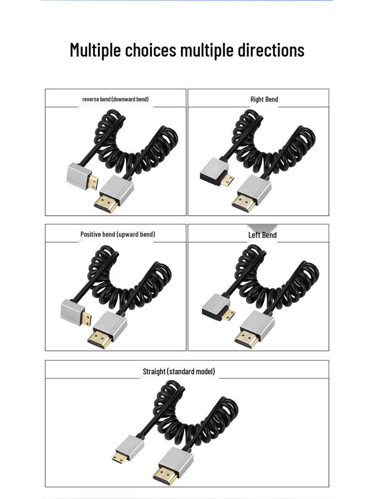 Ultra-thin Retractable HDMI to Mini HDMI 2.0 4K 60Hz Cable for HDTV, Computer, Projector, Camera