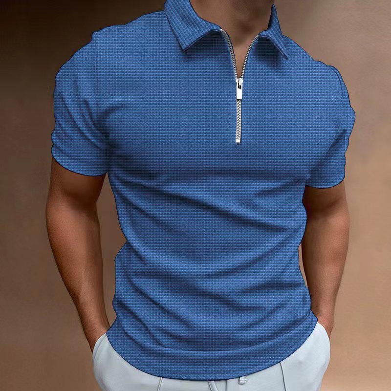 Men's Slim Fit Solid Color Polo Shirt - Short Sleeve, Turn-Down Collar, High-End Summer Tee