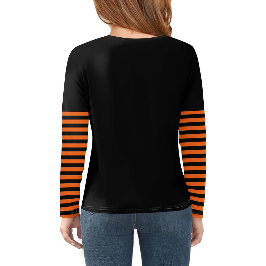 Girls Long Sleeve Halloween Day T Shirts Kids Fall Tops Crewneck Basic Tees 2-11Y
