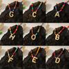 Colorful Beads Bubble Initial Letter Pendant Necklace for Women Gold Plated 26 Alphabet Choker Necklace Fashion Party Jewelry